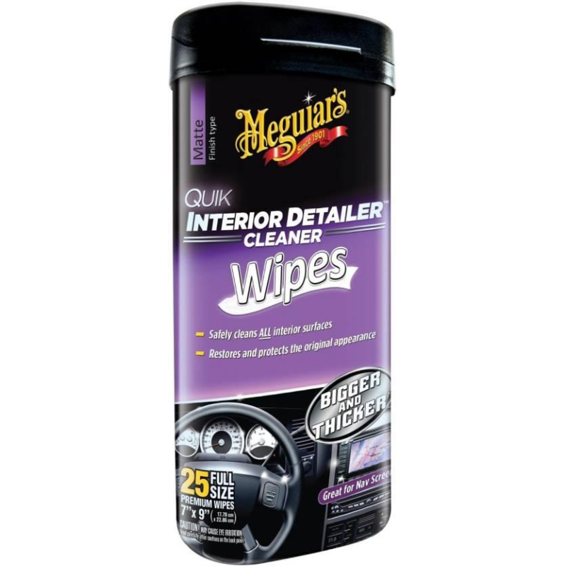 Meguiar“s Quik Interior Detailer Cleaner Серветки для догляду за салоном автомобіля 18 х 23 см, 25 шт.