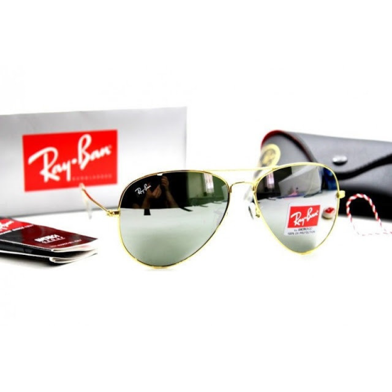 Жіночі сонцезахисні окуляри в стилі RAY BAN aviator (золота оправа)