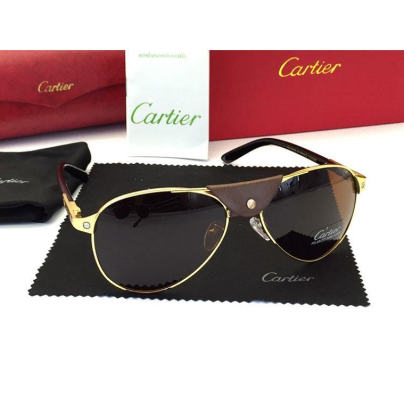 Чоловічі сонцезахисні окуляри з поляризацією в стилі Cartier (8200588) brown