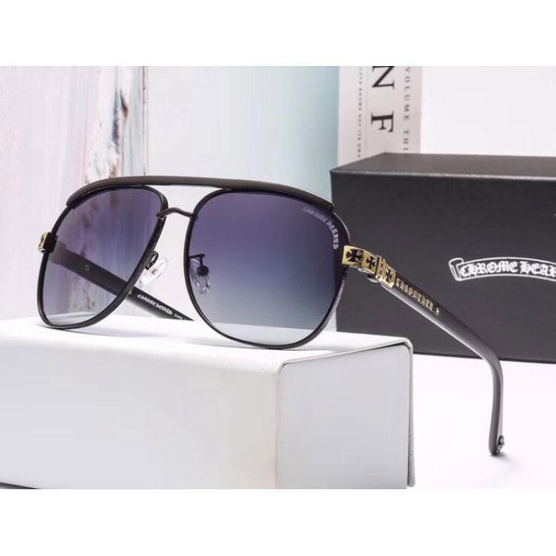 Сонцезахисні окуляри в стилі Chrome Hearts (3016) gold