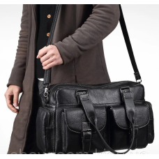 Тревелбэг чоловіча дорожня сумка Leather Collection (5027) чорна шкіряна