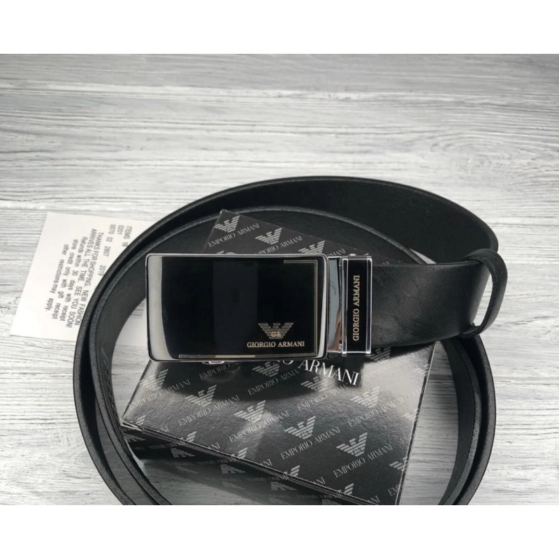 Чоловічий шкіряний ремінь з пряжкою автомат (310) чорний