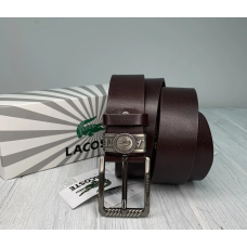 Брендовий чоловічий шкіряний ремінь Lacoste (997) коричневий