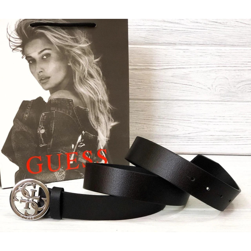 Жіночий шкіряний ремінь (4001) silver / black / gold