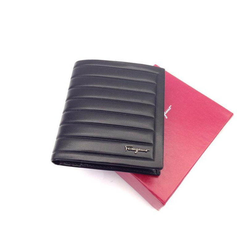 Чоловіче портмоне в стилі Salvatore Ferragamo (F-7113) black leather