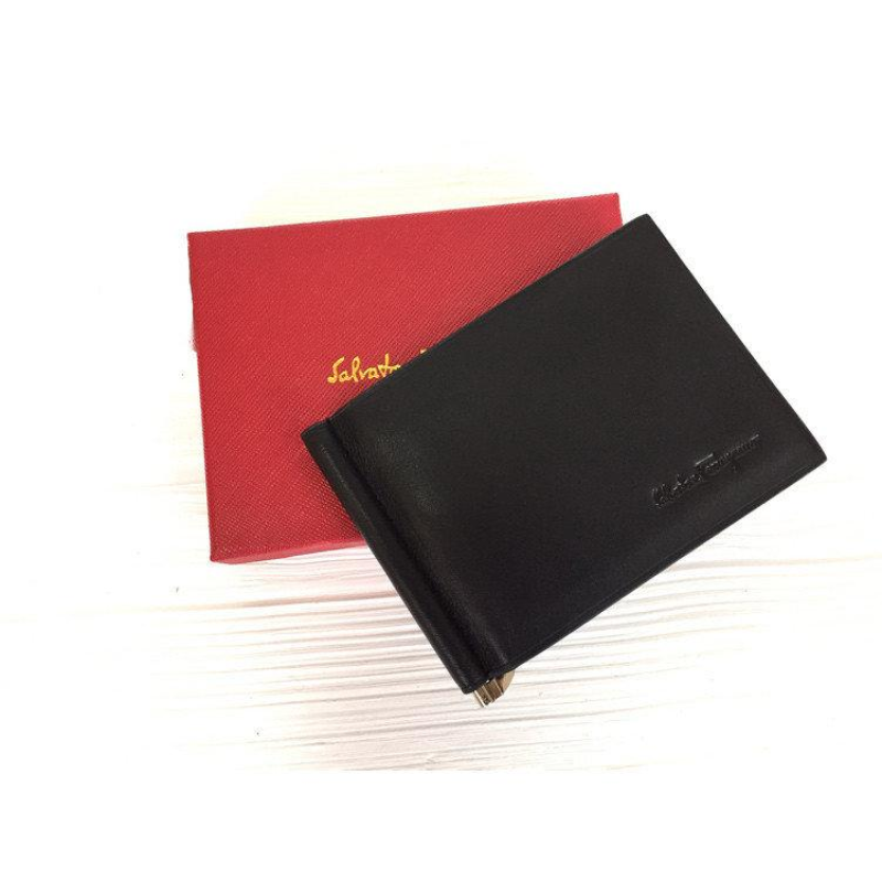Чоловічий затискач для грошей у стилі Salvatore Ferragamo (201F) black leather Чоловічий затискач для грошей у стилі Salvatore Ferragamo (201F) black leather