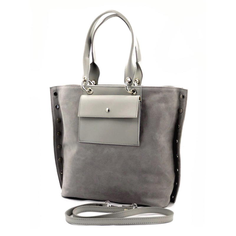 Жіноча шкіряна сумка-рюкзак Laura Biaggi (5438) шкіряна сіра