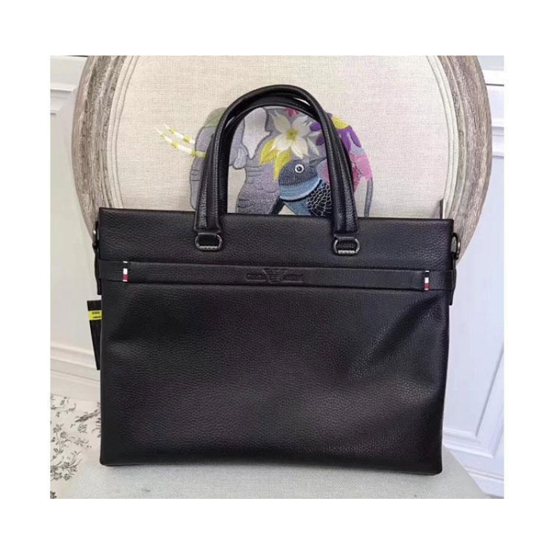 Чоловіча шкіряна сумка в стилі Giorgio Armani black 3774-3