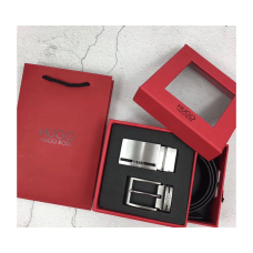 Чоловічий шкіряний ширинкою ремінь в стилі Boss (205),подарунковий набір