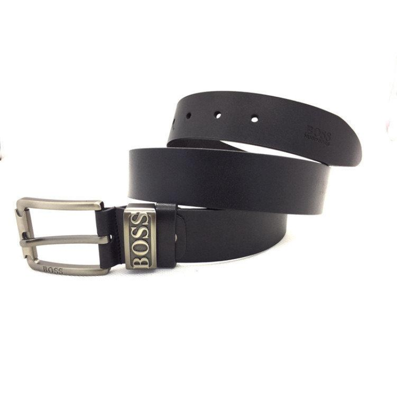 Брендовий чоловічий шкіряний ремінь Boss (209) чорний