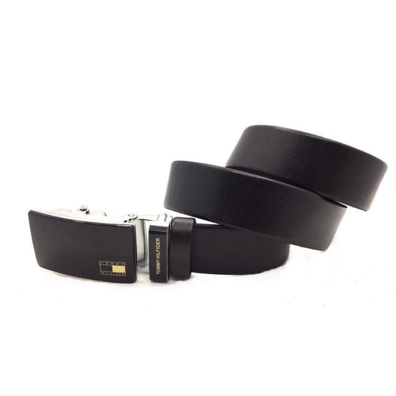 Чоловічий шкіряний ширинкою ремінь в стилі Tommy Hilfiger (042) чорний