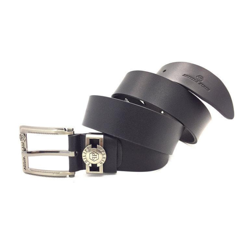Брендовий чоловічий шкіряний ремінь Phillip Plein (2001) чорний
