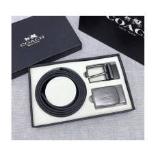 Чоловічий шкіряний ремінь із знімними пряжками Coach (901) подарунковий набір