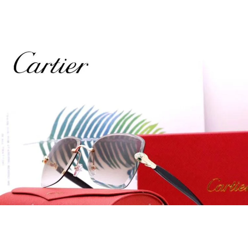 Брендові жіночі сонцезахисні окуляри в стилі Cartier (17063) brown