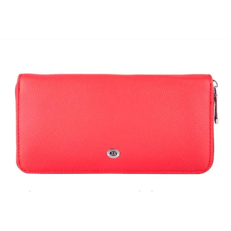 Жіночий шкіряний червоний гаманець на блискавці (102)