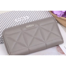 Жіночий шкіряний гаманець на блискавці в стилі Furla (962) сірий
