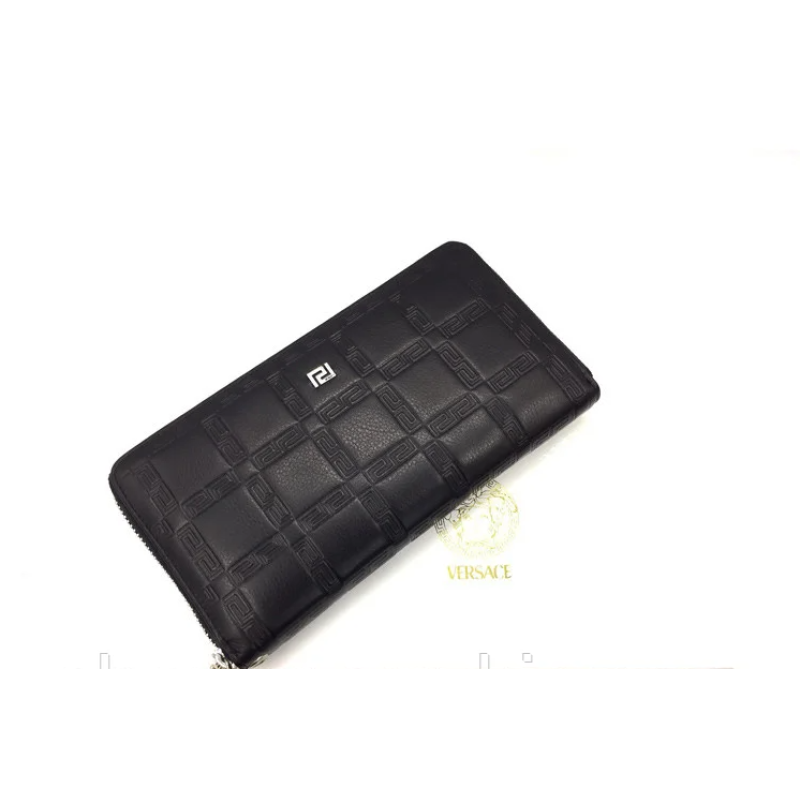 Жіночий шкіряний гаманець на блискавці в стилі Versace (3803) black