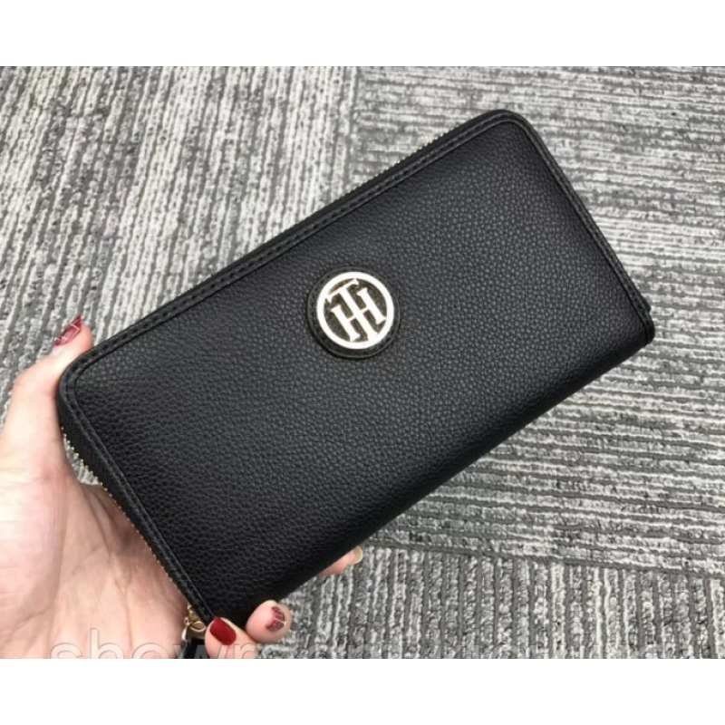 Чоловічий шкіряний гаманець на блискавці (38450) чорний