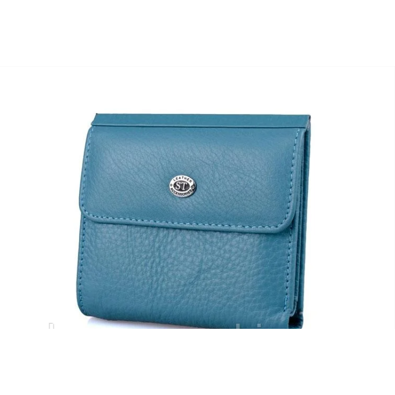 Невеликий жіночий шкіряний гаманець (902) блакитний