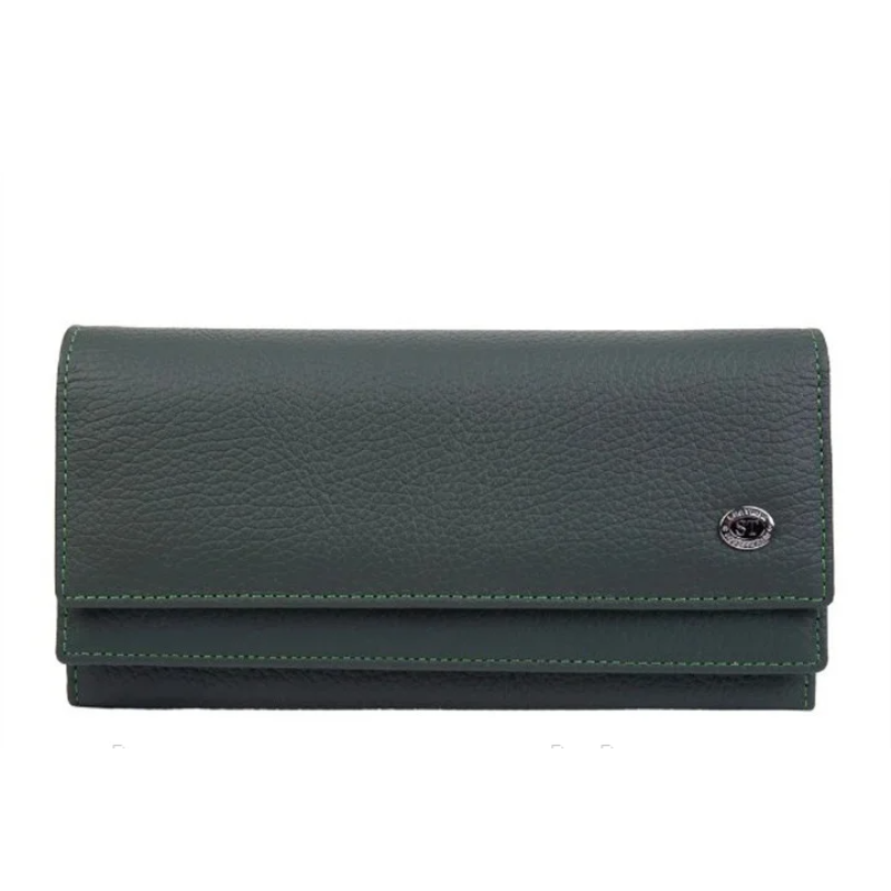 Жіночий зручний шкіряний гаманець (1031) темно зелений