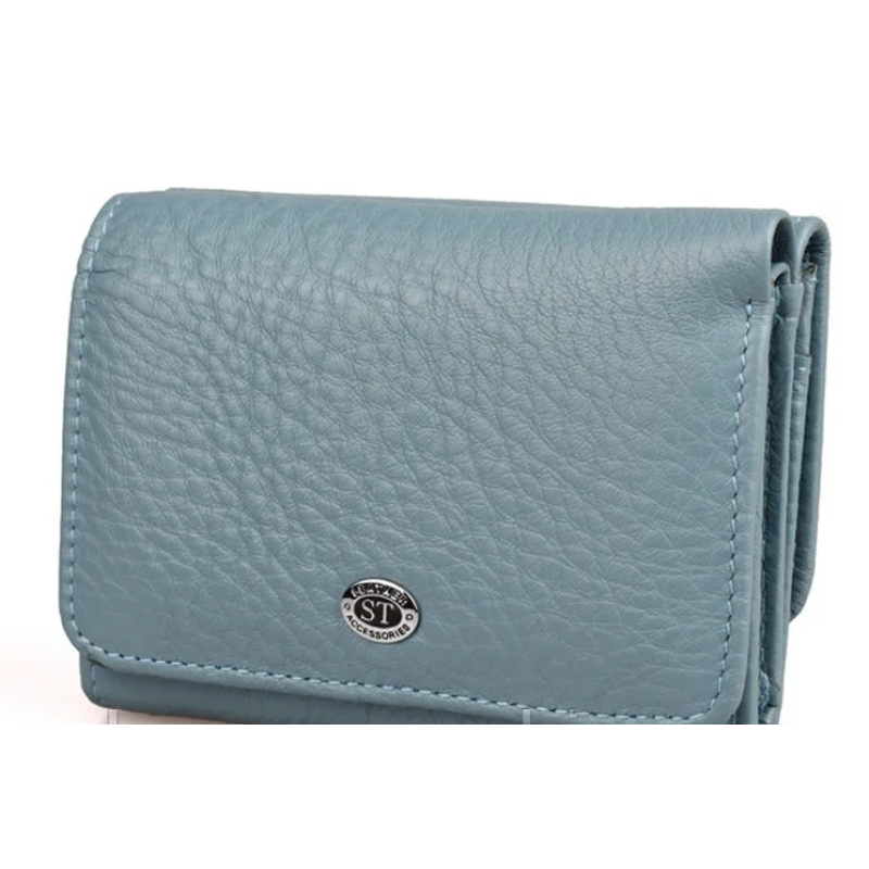 Жіночий шкіряний гаманець (4031) голубий