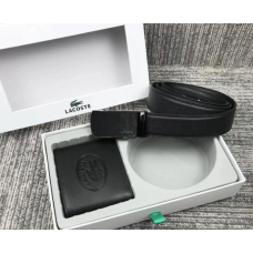 Чоловічий подарунковий набір ремінь автомат і портмоне Lacoste (5001)