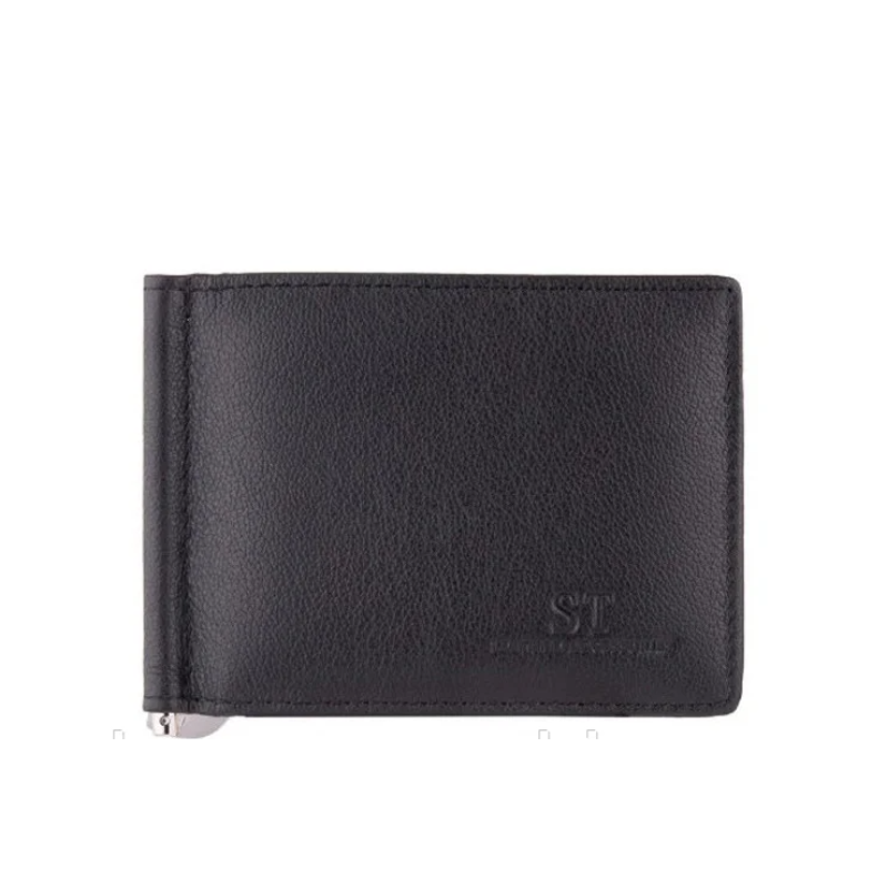 Шкіряний затиск для грошей на магніті (4531) black