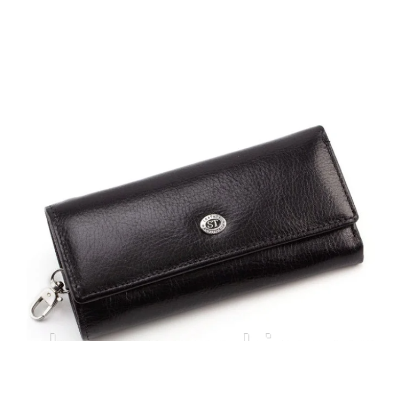 Шкіряна чоловіча ключниця-гаманець (16) black