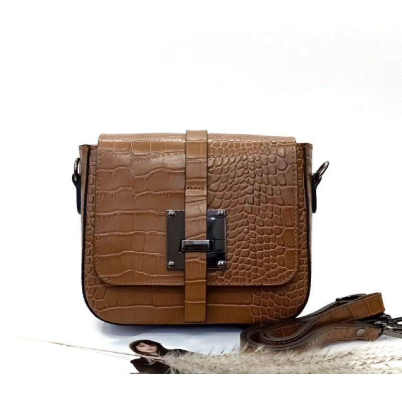 Невелика жіноча сумка на плече (254) коричнева шкіряна