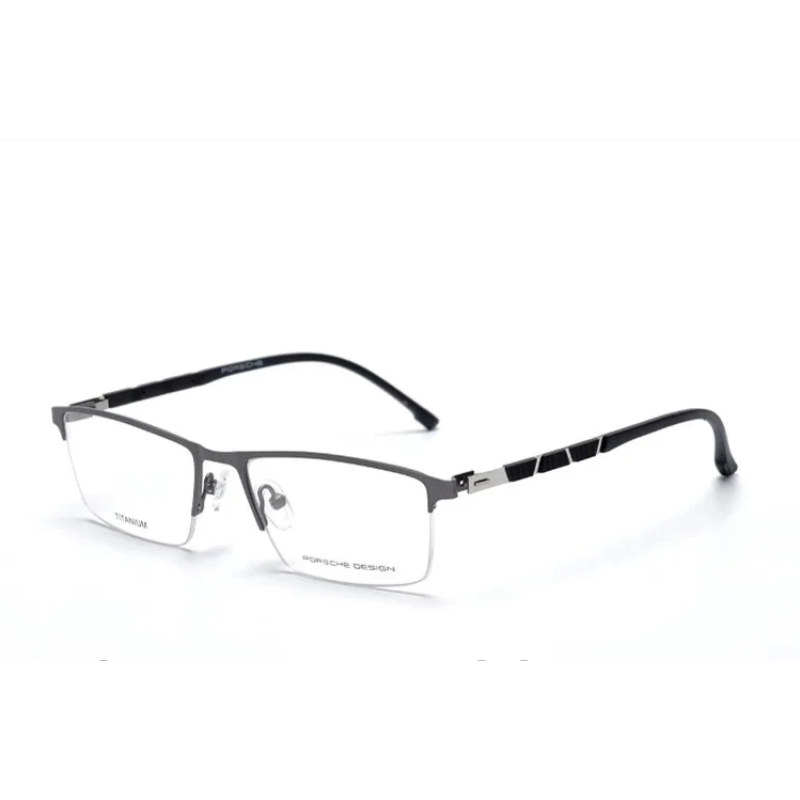 Чоловіча напівобідкова оправа в стилі Porsche Design p-9859 silver