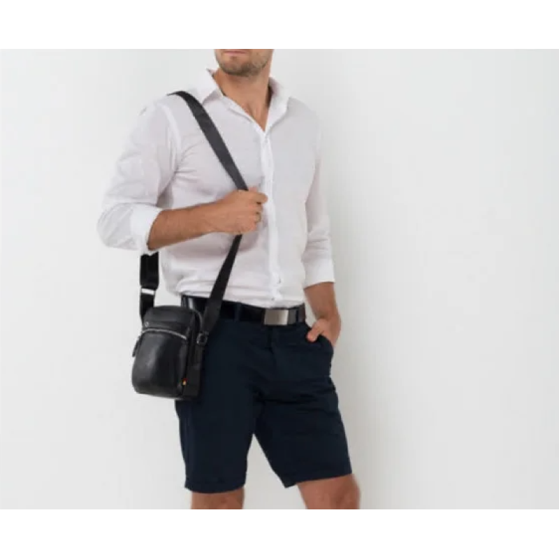 Сумка чоловіча через плече Leather Collection (32) чорна шкіряна