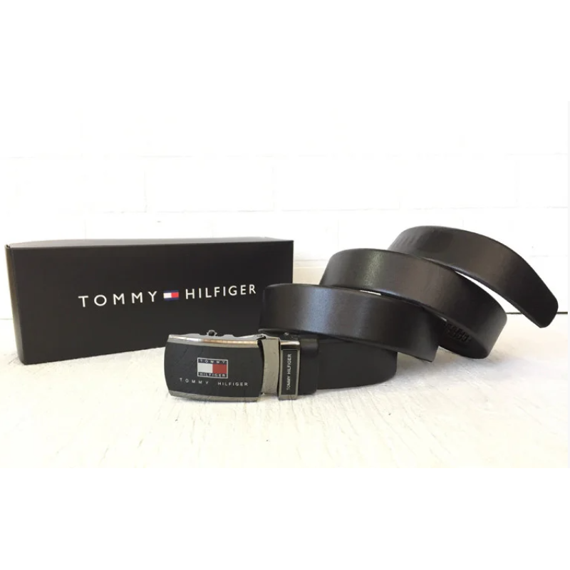 Чоловічий шкіряний ремінь з пряжкою автомат (047) чорний