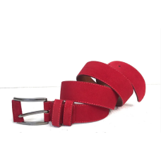 Шкіряний замшевий червоний ремінь (40)