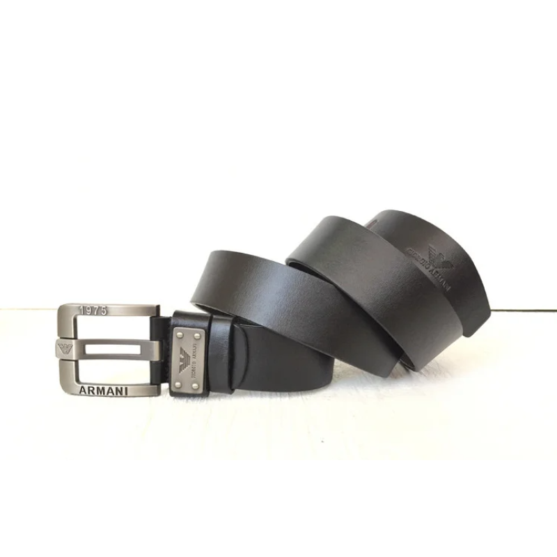 Брендовий чоловічий шкіряний ремінь Armani (312) чорний