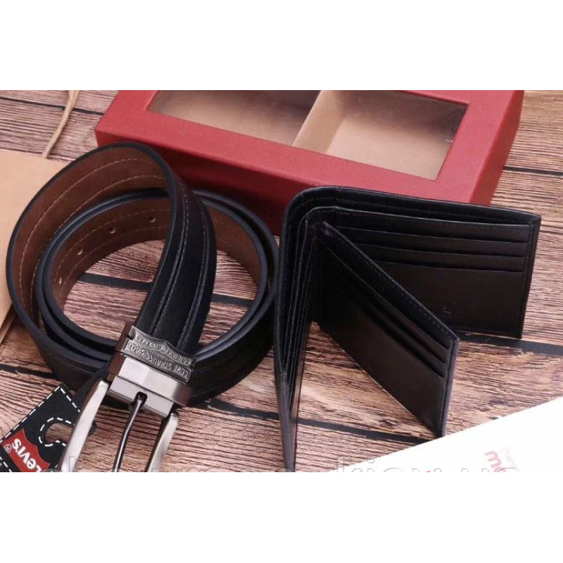 Чоловіче портмоне + ремінь в стилі Levis (513) подарунковий набір