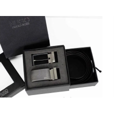 Чоловічий шкіряний ширинкою ремінь в стилі Boss (208), подарунковий набір