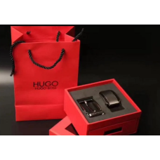 Чоловічий шкіряний ширинкою ремінь в стилі Boss (207), подарунковий набір