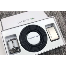 Чоловічий подарунковий набір Lacoste (шкіряний ремінь з двома пряжками) (3001)