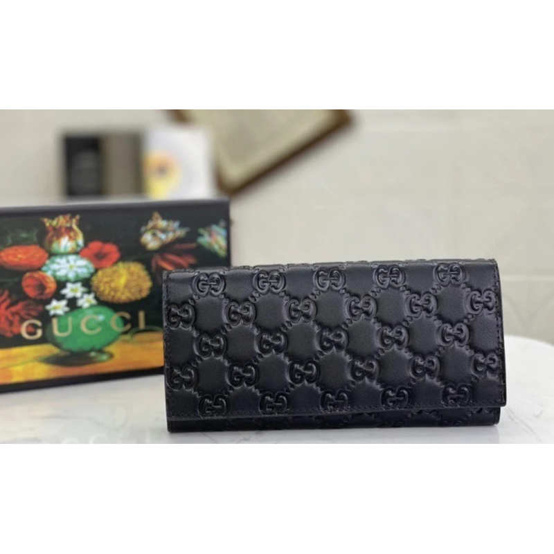 Жіночий шкіряний чорний гаманець GG (408830)