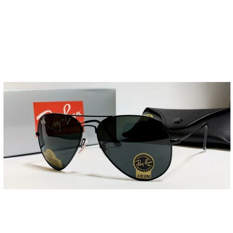 Чоловічі сонцезахисні окуляри в стилі RAY BAN aviator, чорна оправа