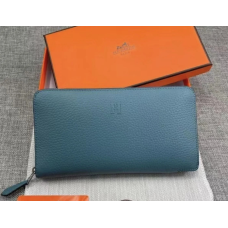 Жіночий шкіряний гаманець на блискавці H (506) блакитний
