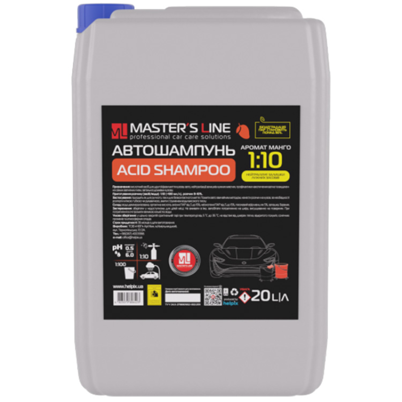 Кислотний шампунь для авто — Master“s Line ML Acid Shampoo 20 л.